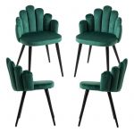Conjunto 4 Cadeiras Hand Veludo Pernas Pretas Verde