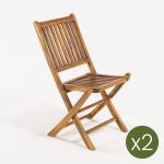 Edenjardin Pacote 2 Unidades - Cadeira Dobrável para Jardim de Madeira de Teca