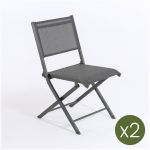 Edenjardin Pacote 2 Unidades - Cadeira Dobrável para Exterior, Alumínio Antracite e Textilene. Dimensões: 48x48x84 cm