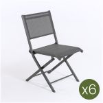 Edenjardin Pacote 6 Unidades - Cadeira Dobrável para Exterior, Alumínio Antracite e Textilene. Dimensões: 48x48x84 cm
