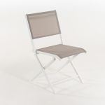 Edenjardin Cadeira Dobrável para Exterior, Alumínio Branco e Textilene. Dimensões: 48x48x84 cm