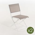 Edenjardin Pacote 2 Unidades - Cadeira Dobrável para Exterior, Alumínio Branco e Textilene. Dimensões: 48x48x84 cm