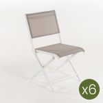 Edenjardin Pacote 6 Unidades - Cadeira Dobrável para Exterior, Alumínio Branco e Textilene. Dimensões: 48x48x84 cm