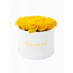Flores no Cais Caixa de Rosas Amarelas Preservadas