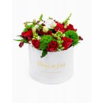 Flores no Cais Caixa de Rosas Vermelhas e Orquídea Branca