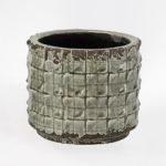 Vaso Cerâmica aos Quadrados - Verde-Cinza 13x11cm - 70195090