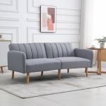 Sofá Homcom com cama 2 Lugares com Encosto Ajustável em 3 Posições 173x75x73cm Cinza