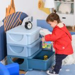 Homcom Organizador de Brinquedos Infantil para Crianças de +3 Anos com 3 Gavetas e Alças Amplo Espaço de Armazenamento para Roupas