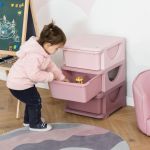 Homcom Organizador de Brinquedos Infantil para Crianças Acima de 3 Anos com 3 Gavetas e Alças Amplo Espaço de Armazenamento