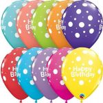 Qualatex 6 Balões Impressos Happy Birthday Big Polka Dots - 020017919