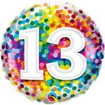 Qualatex Balão Foil 18" 13 Anos Rainbow Confetti - 020013529
