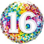 Qualatex Balão Foil 18" 16 Anos Rainbow Confetti - 020018892