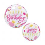 Qualatex Bubble 22" Happy Birthday Pink & Gold Dots - 020087745