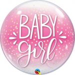 Qualatex Bubble 22" Baby Girl Pink & Confetti Dots - 020010035