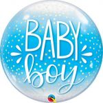 Qualatex Bubble 22" Baby Boy Blue & Confetti Dots - 020010040