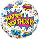 Qualatex Balão Foil 18" Happy Birthday Super Hero White - 020088128