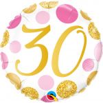 Qualatex Balão Foil 18" Pink & Gold Dots 30 - 020088181