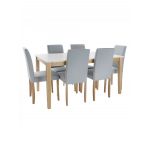 Dkd Decor Conjunto de Mesa com 6 Cadeiras Poliéster Eik Lacado (150 x 90 x 74 cm) (44 x 50 x 91 cm) - S3022559