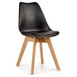 Gift Decor Cadeira de Sala de Jantar Preto Marrom Claro Madeira Plástico (48 x 80 x 60 cm) - S3609727