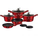 Berlinger Haus Trem de Cozinha de 10 Peças em Alumínio Antiaderente Caçarola, Frigideira, Frigideira Profunda Vermelho Burgundy