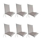 Edenjardin Pack 6 Almofadas para Cadeira Rebatível, Assento e Encosto, Poliéster 180 Gr, Cinzento, 92x42x4 cm - NT13836-6