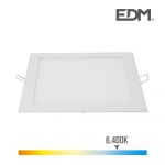 EDM Downlight LED de Encastrar Quadrado 20W 22X22CM 1500LM Moldura Branca 6.400K - ELK31582