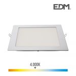 EDM Downlight LED de Encastrar Quadrado 20W 1500LM 22X22CM Moldura Cromada 4.000K - ELK31585