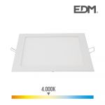 EDM Downlight LED de Encastrar Quadrado 20W 1500LM 22X22CM Moldura Branca 4.000K - ELK31584