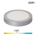 EDM Downlight LED Parede/teto Redondo 20W 4.000K Luz Dia 1500 Lumens Cromo Mate - ELK31592