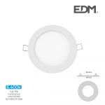 EDM Mini Downlight LED 6W 320 Lumens Redondo 12CM 6.400K Moldura Branca - ELK31601