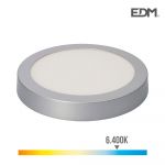 EDM Downlight LED Parede/teto Redondo 20W 6.400K Luz Fria 1500 Lumens Cromo Mate - ELK31596