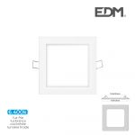EDM Mini Downlight LED 6W 320 Lumen Quadrado 12CM 6.400K Moldura Branca - ELK31605