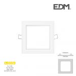 EDM Mini Downlight LED 6W 320 Lumen Quadrado 12CM 4.000K Moldura Branca - ELK31606