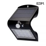 EDM Aplique Solar 1,5w 220 Lumens Recarregável,sensor de Presença (2-6m) Preta - ELK31840