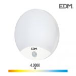 EDM Aplique Redondo Exterior LED 15W 1250 Lumens 4.000K com Sensor - ELK32537