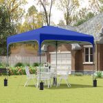 Outsunny Tenda Dobrável 2,5x2,5x2,68cm Tenda de Jardim com Proteção Uv 50+ com 4 Bolsas de Areia e Bolsa de Transporte Azul