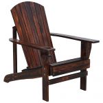 Outsunny Cadeira Adirondack de Madeira Cadeira de Jardim com Apoio para os Braços Encosto Alto 72,5x97x96cm Marrom