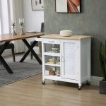 Homcom Carrinho de Cozinha com Rodas Carrinho de Serviço com Gaveta Prateleiras e Armário com Prateleira Ajustável 92x40x84cm Branco