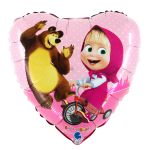 Grabo Balão Forma de Coração com Masha e Urso - 3455629