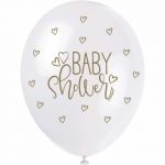 Unique 5 Balões Brancos com Baby Shower em Dourado - 3404153