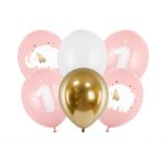 Partydeco 6 Balões Rosa 1ºAno - 3547655