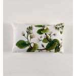 Hévoa Almofada Decorativa Estampada com Flores Brancas e Folhas Verdes. Retangular 30x50 com Enchimento e Fecho