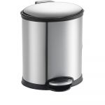 Eko Coletor de Lixo Oval com Pedal, Volume 6 L, Axlxp 300 x 242 x 233 mm, Embalagem de 2 Unid. Aço Inoxidável