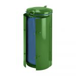 Var Coletor de Lixo de Chapa de Aço, para Volumes de 120 L, com Porta de Dois Batentes, Verde com Tampa em Metal