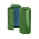Var Coletor de Lixo de Chapa de Aço, para Volumes de 120 L, com Porta de um Batente, Verde com Tampa em Plástico Verde