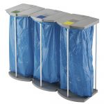 Hailo Suporte para Sacos do Lixo com 250 Sacos Azuis para Materiais Recicláveis, Armação 3 x 120 L, Axlxp 1000 x 1330 x 450 mm, Fixo
