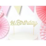 Partydeco Topo de Bolo "1st Birthday" Glitter Dourado - 3361186