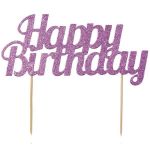 AnniversaryHouse Topo de Bolo "Happy Birthday" - Rosa - 3361154