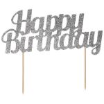 AnniversaryHouse Topo de Bolo "Happy Birthday" - Prateado - 3361150