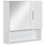 Móvel de WC Kleankin com Espelho Móvel Suspenso com 2 Portas e 2 Prateleiras 54x15,2x55,3cm Branco